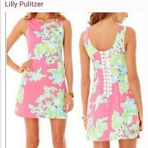 Lilly Pulitzer Pink Lemonade Delia Shift Dress Lime Lemon Size 10